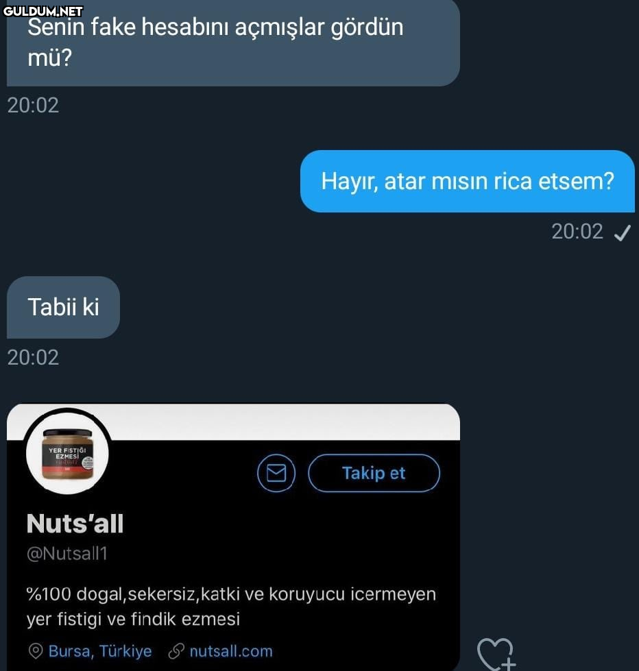Senin fake hesabını...