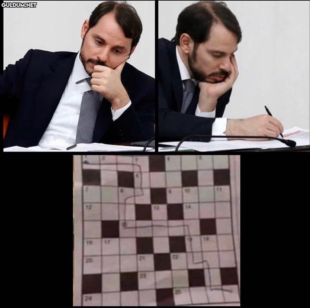 Berat Albayrak bulmaca çözüyor.
