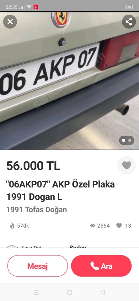 Akp plakalı aracın satışı....