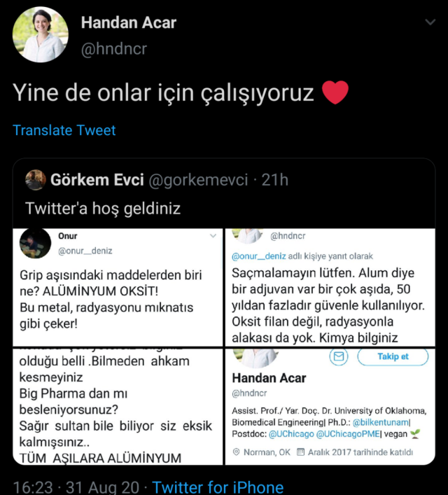 Yolun açık olsun Handan hocam.