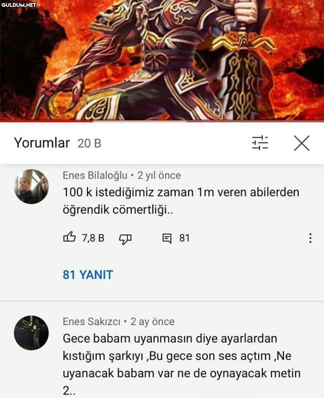 Yorumlar 2O B 三 X Enes...