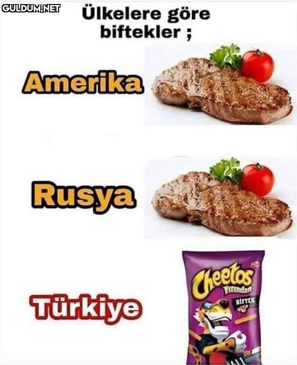 Ülkelere göre biftekler ;...