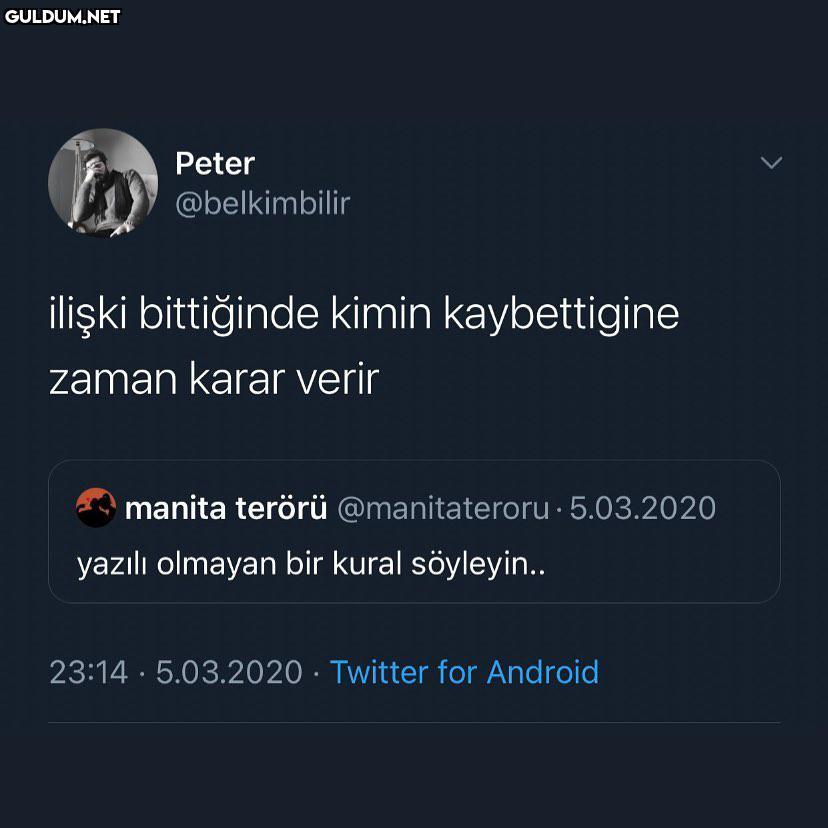 Peter @belkimbilir ilişki...