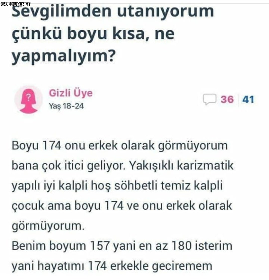Bu 1.55 kızların 1.80 üstü...
