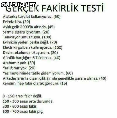 ?   GERÇEK FAKİRLİK TESTİ...