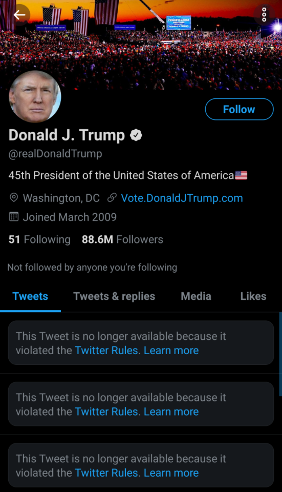 Twitter donald trump'in 88...