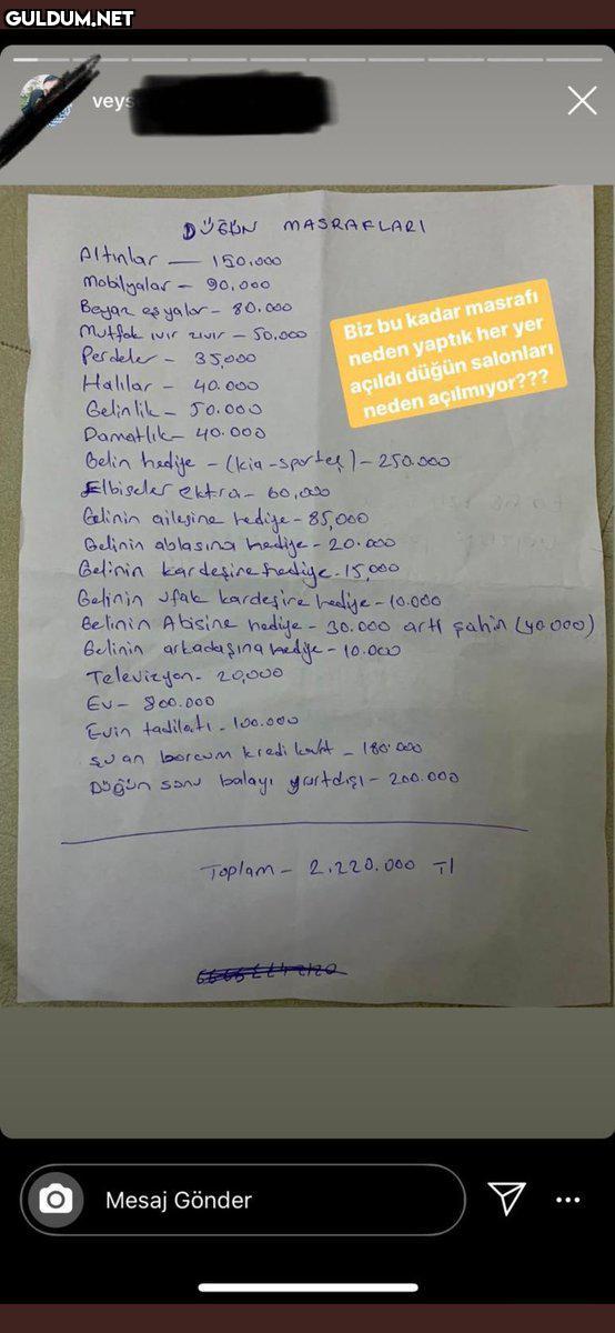 Güncel düğün masrafları...
