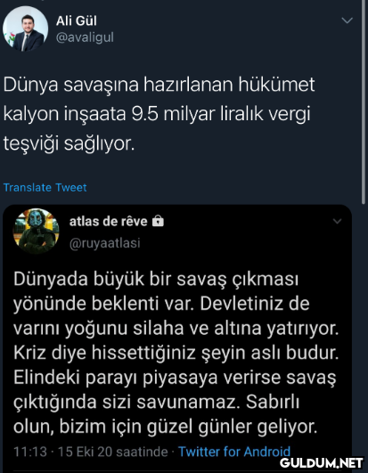 Ali Gül @avaligul Dünya...
