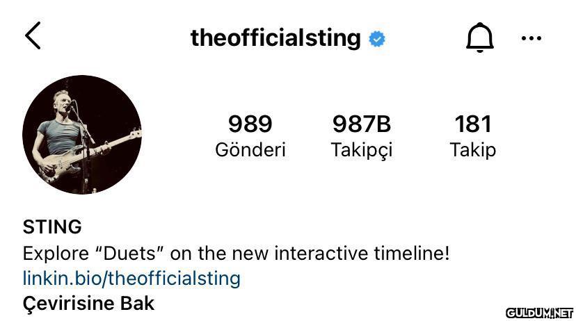 sting’in 987 bin takipçisi...