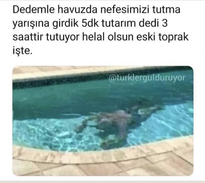 Dedemle havuzda nefesimizi...