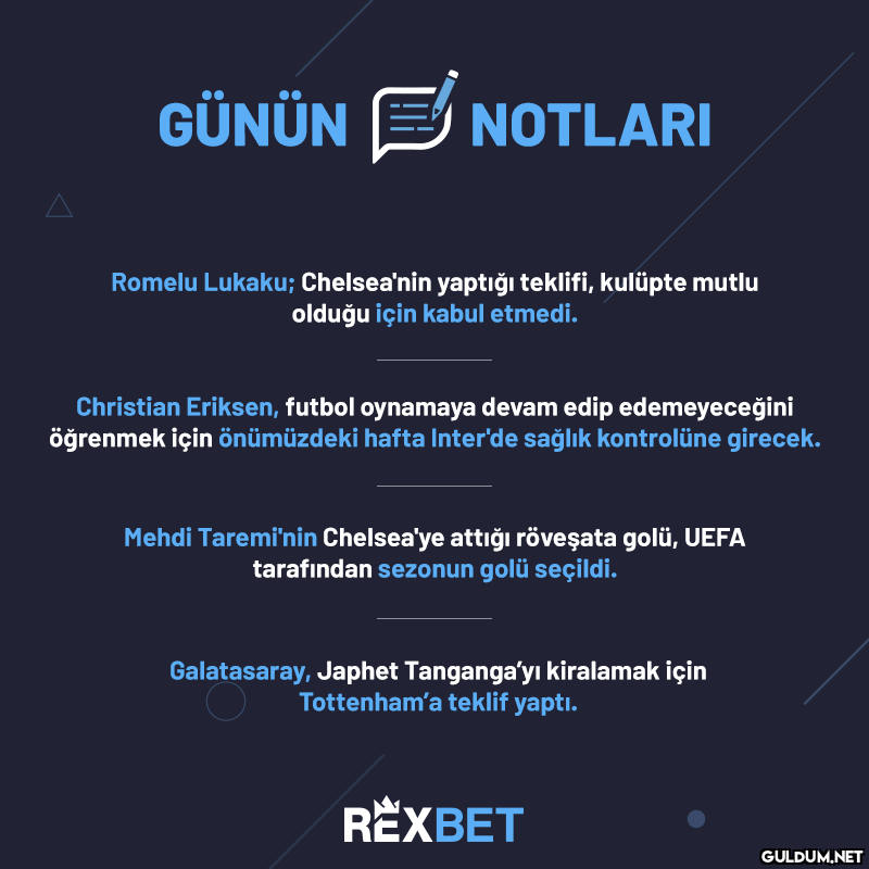 GÜNÜN E NOTLARI Romelu...