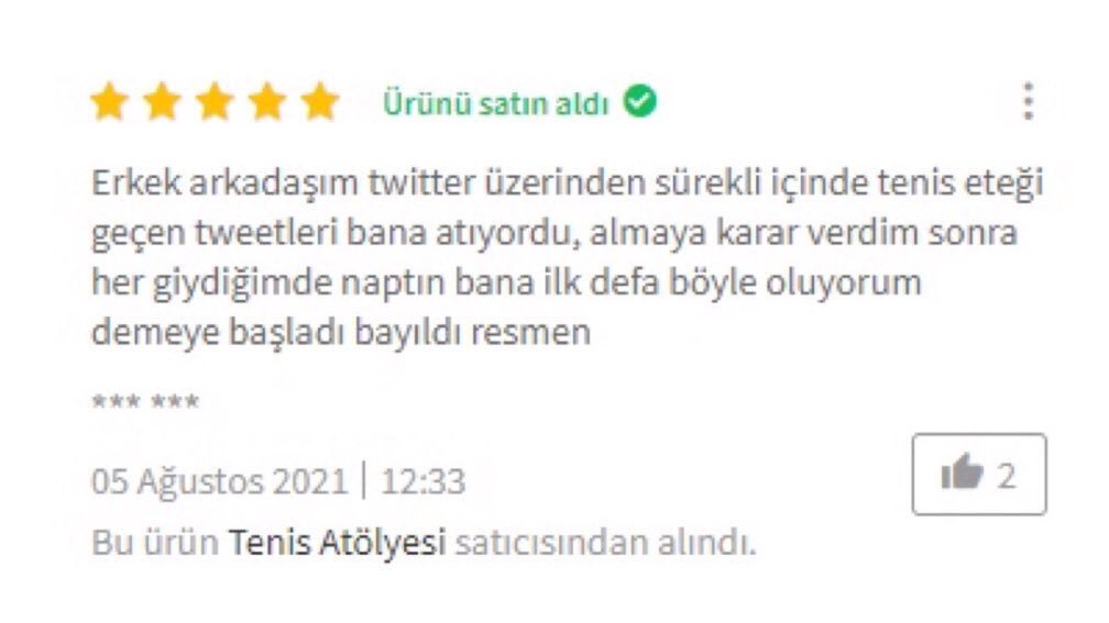 Ürünü satın aldı Erkek...