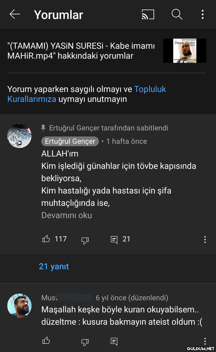 e Yorumlar "(TAMAMI) YASİN...