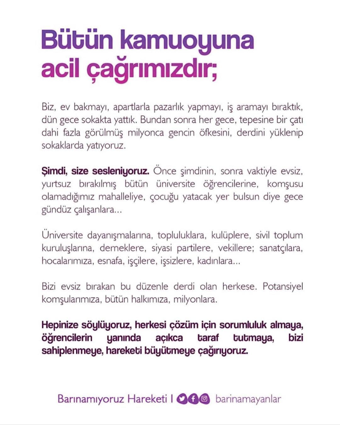 Öğrencilerimiz evsiz...