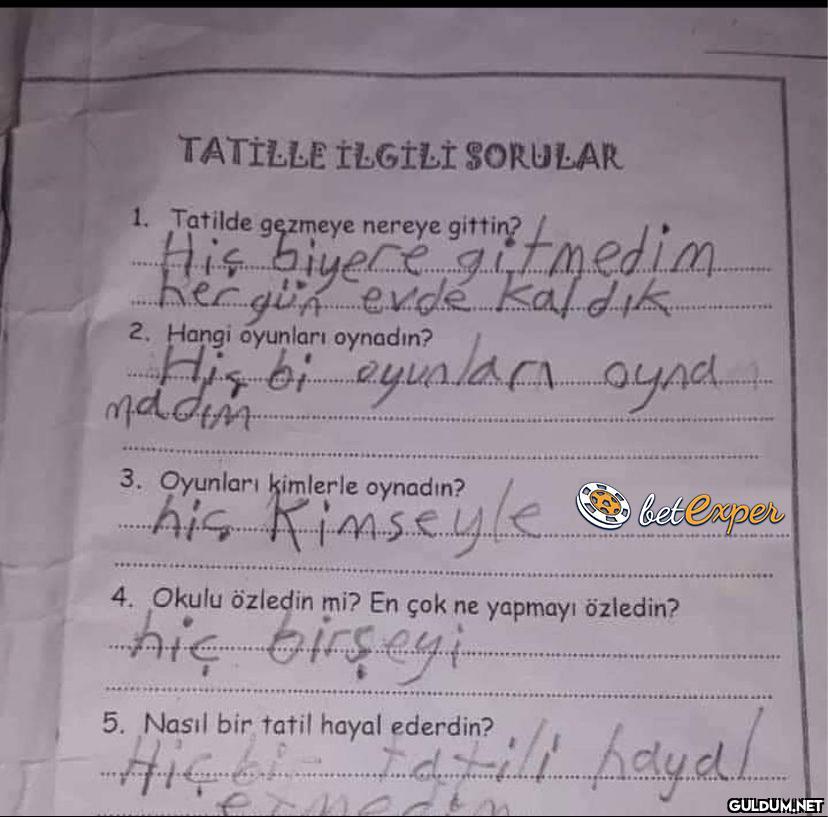 Yazımın özeti    TATİLLE...