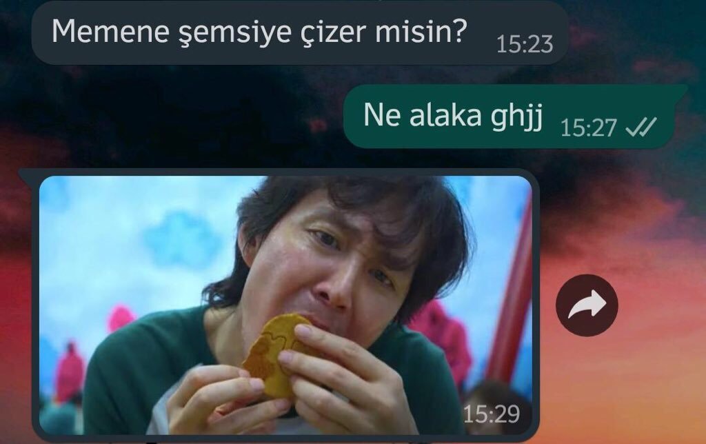 Memene şemsiye çizer...
