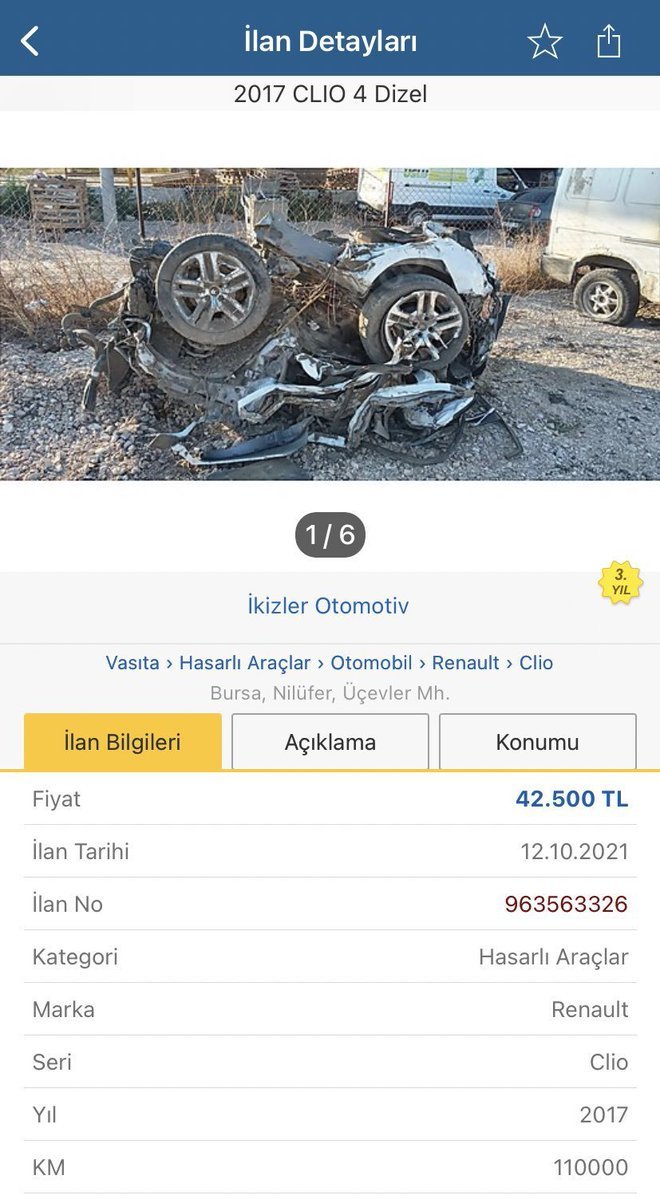 İlk gelen alır. Araç hasar...