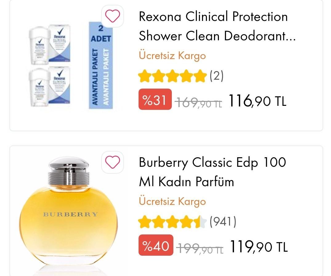 Parfümlerde u'e varan...
