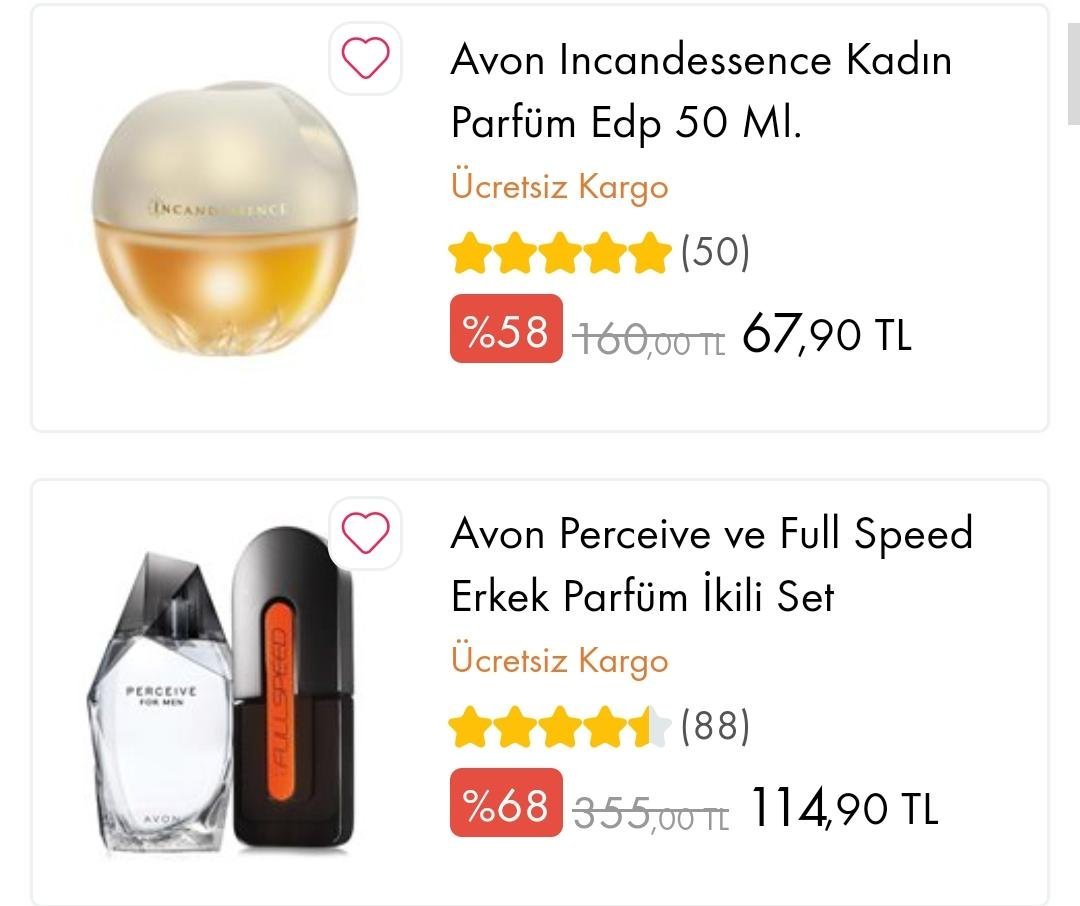 Parfümlerde u'e varan...