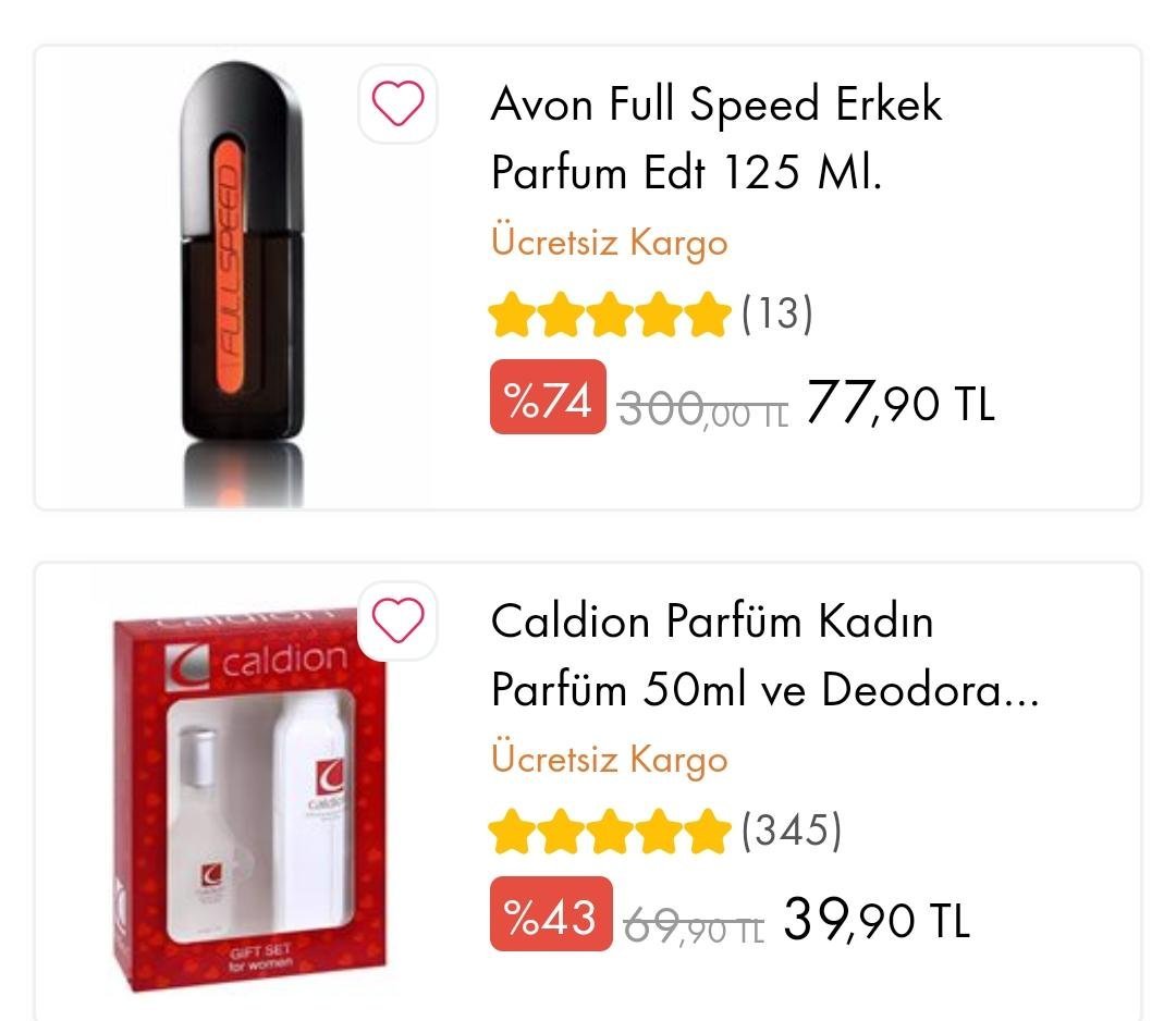 Parfümlerde u'e varan...