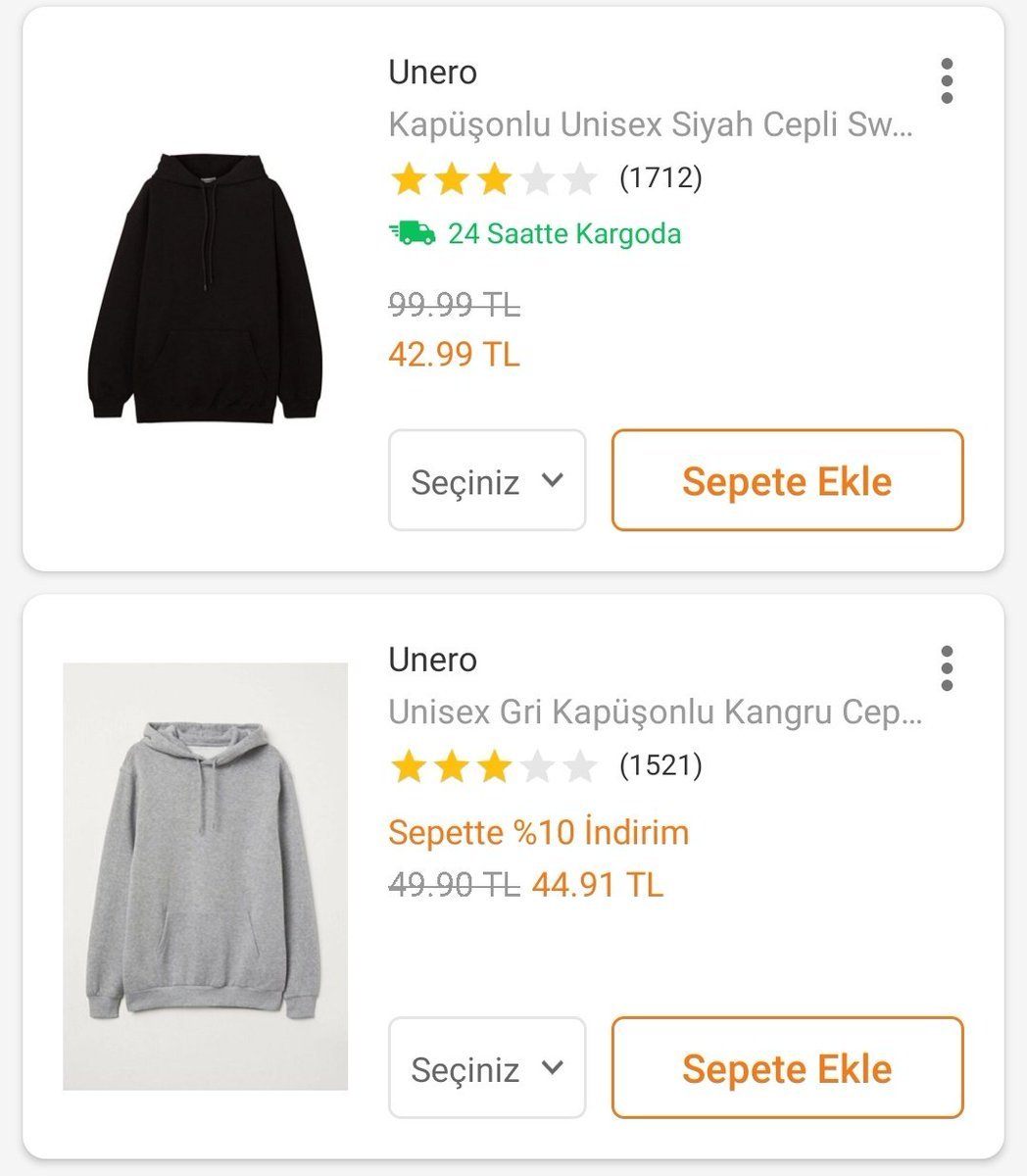 Beyler 50₺ye sweatshirtler...