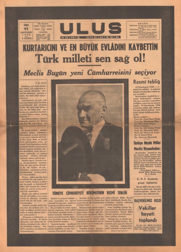 11 Kasım 1938 tarihinde...