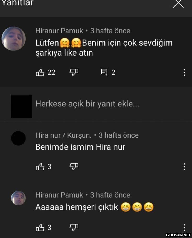 Yanıtlar Hiranur Pamuk • 3...