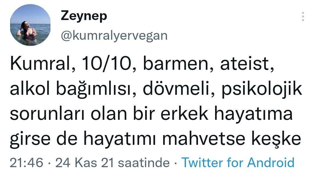 Zeynep @kumralyervegan...