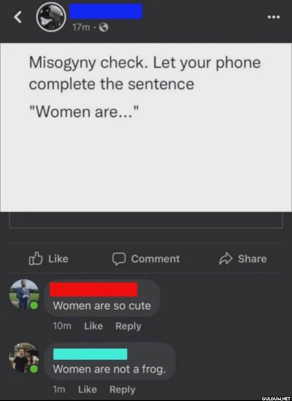 17m-> Misogyny check. Let...