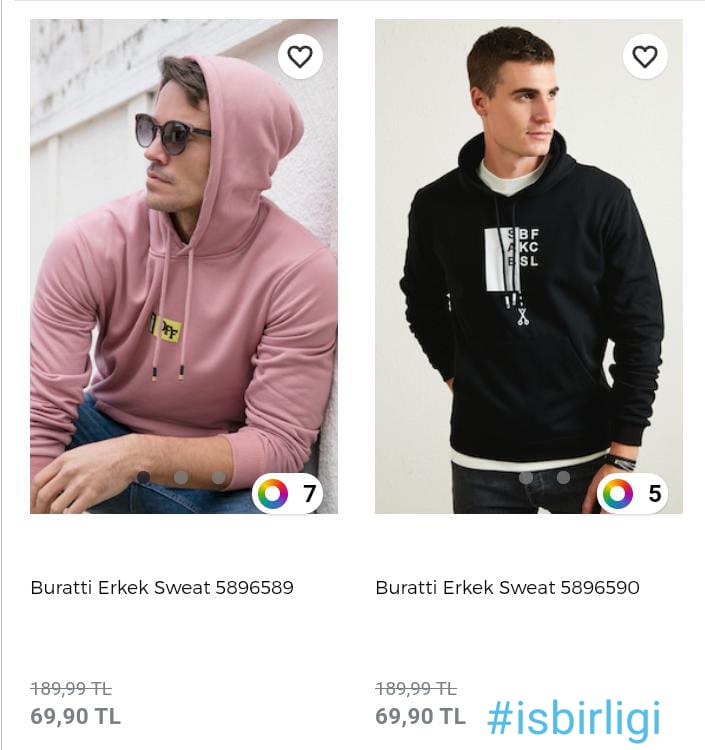Erkek sweatlerde tek fiyat...
