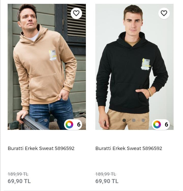 Erkek sweatlerde tek fiyat...