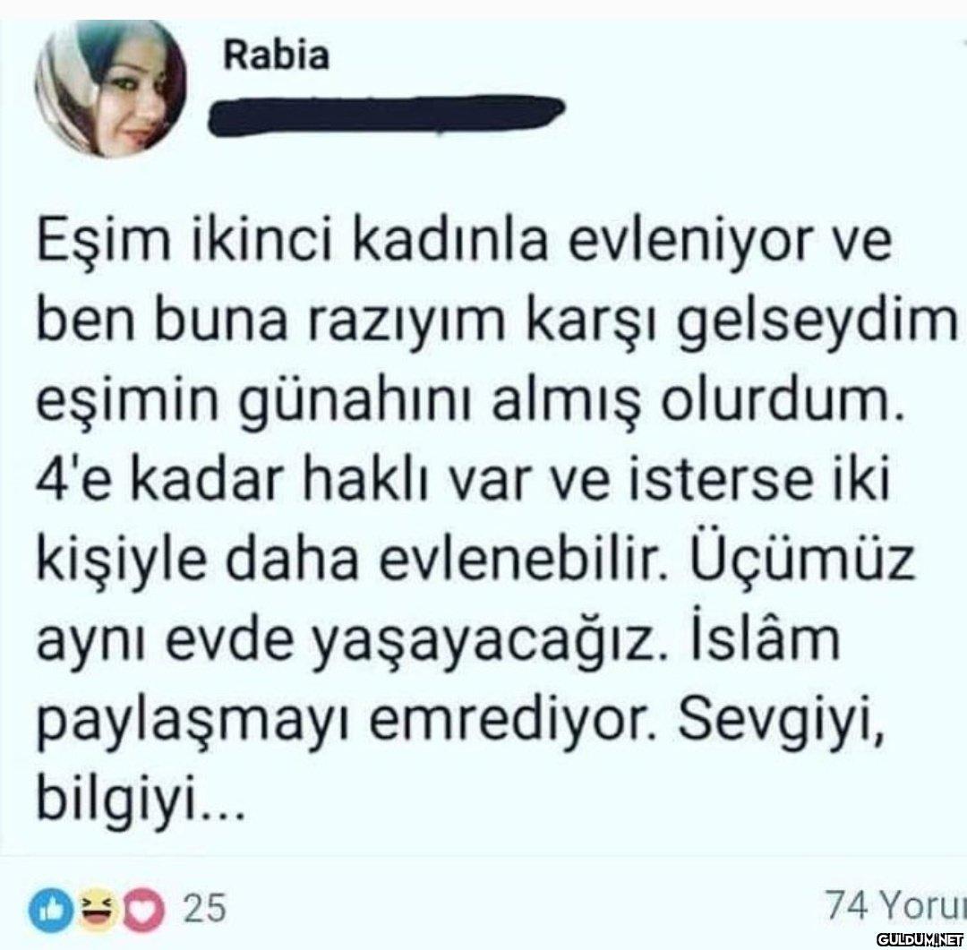 Rabia Eşim ikinci kadınla...