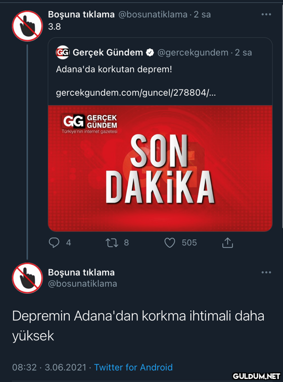 Boşuna tıklama...