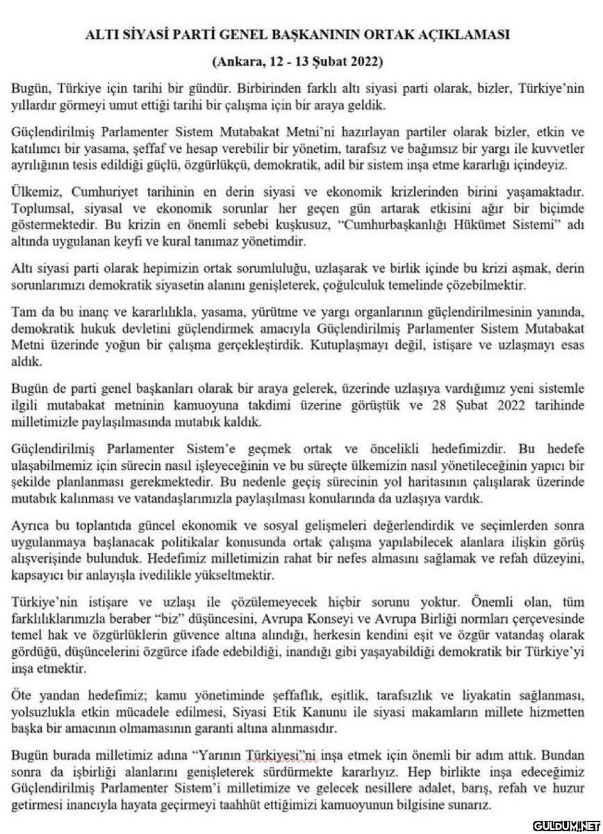 ALTI SİYASİ PARTİ GENEL...