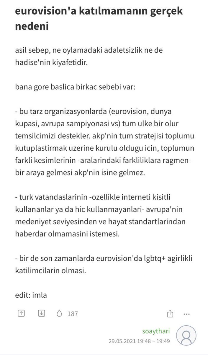 eurovision'a katılmamanın...