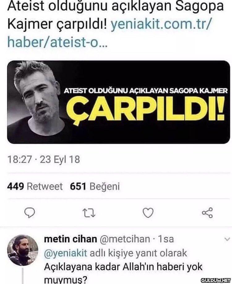 Ateist olduğunu açıklayan...