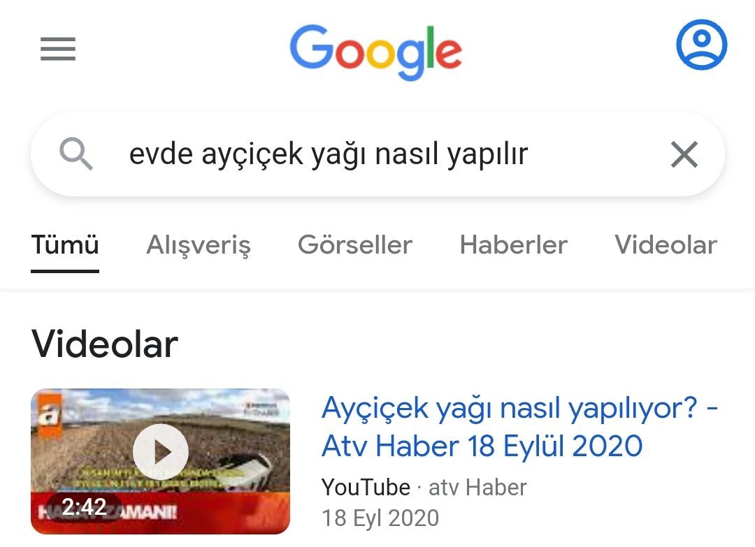 Google evde ayçiçek yağı...