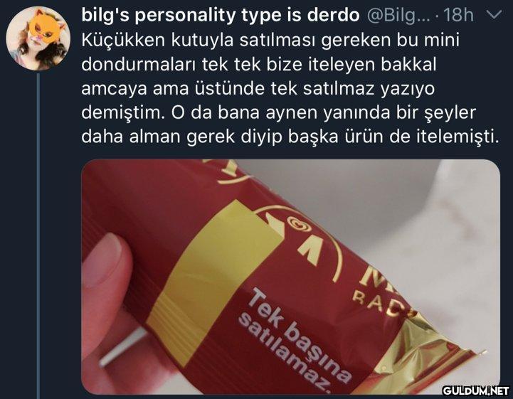 bilg's personality type is...
