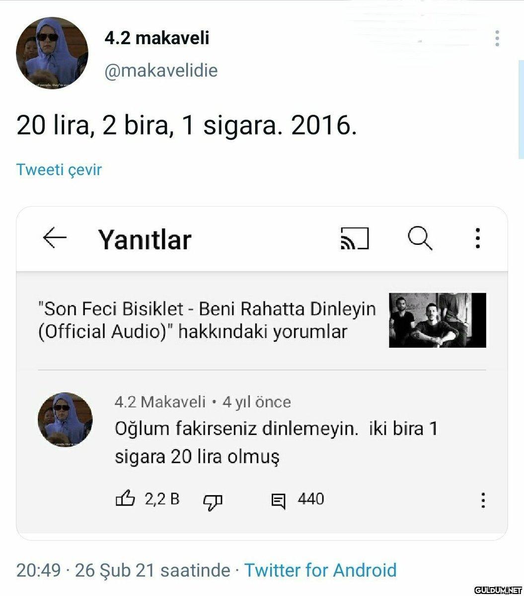 20 lira, 2 bira, 1 sigara....