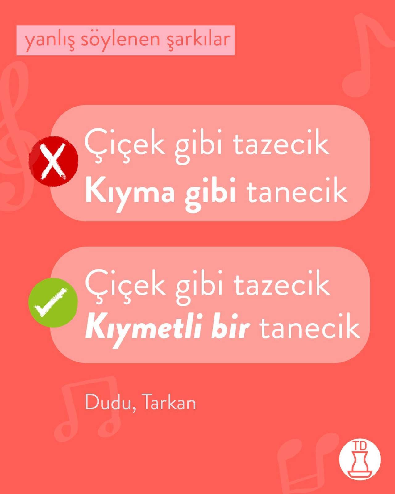 Yanlış söylenen şarkılar,...