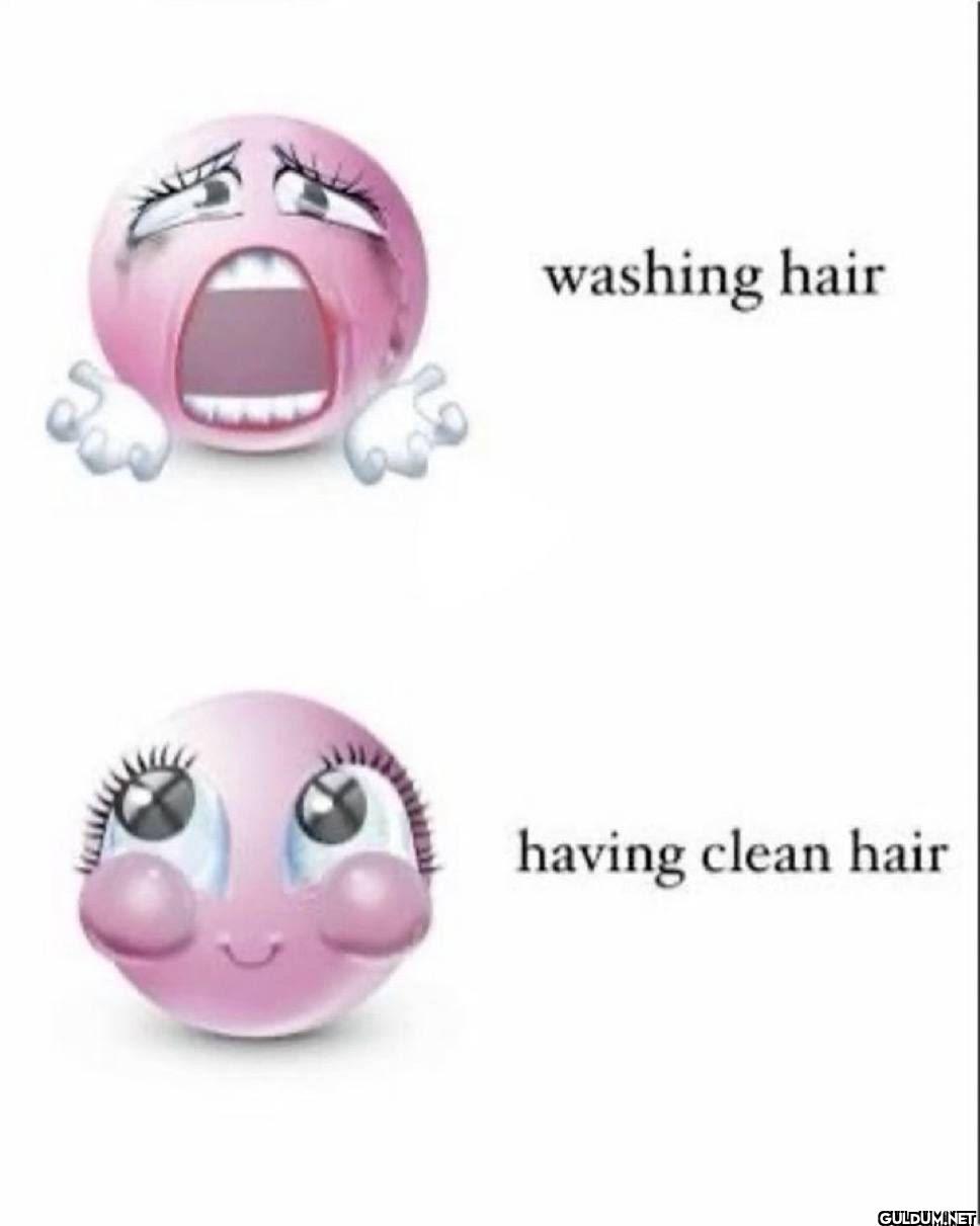 washing hair having clean hair