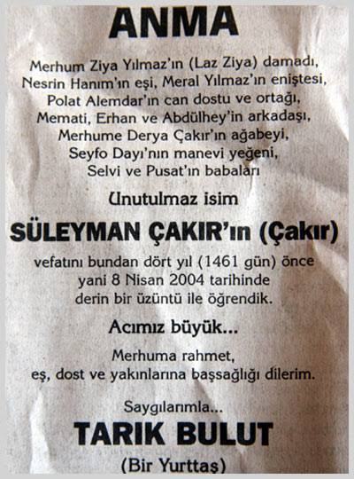 Çakır'ı ölümü.....