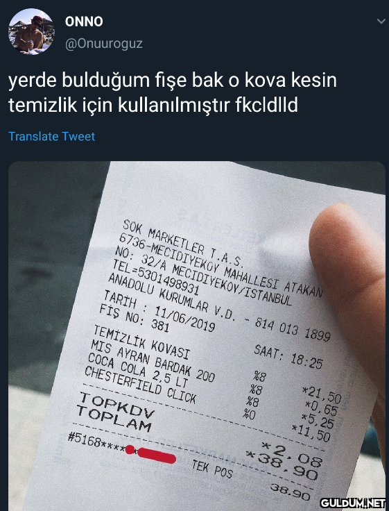 yerde bulduğum fişe bak o...
