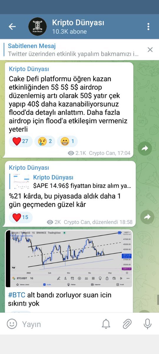Hala telegram kanalıma...