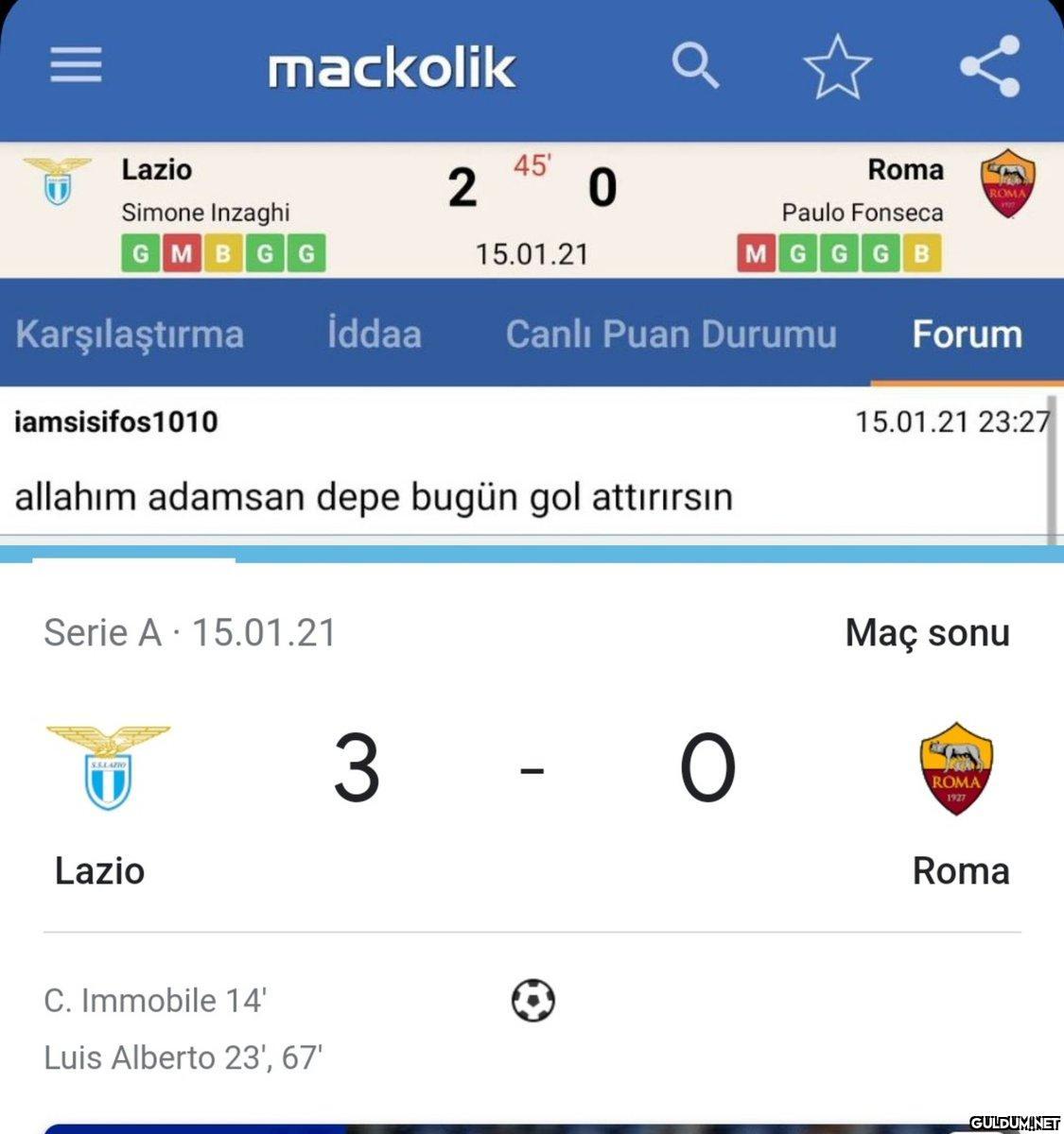 mackolik 45' 2 Lazio Roma...