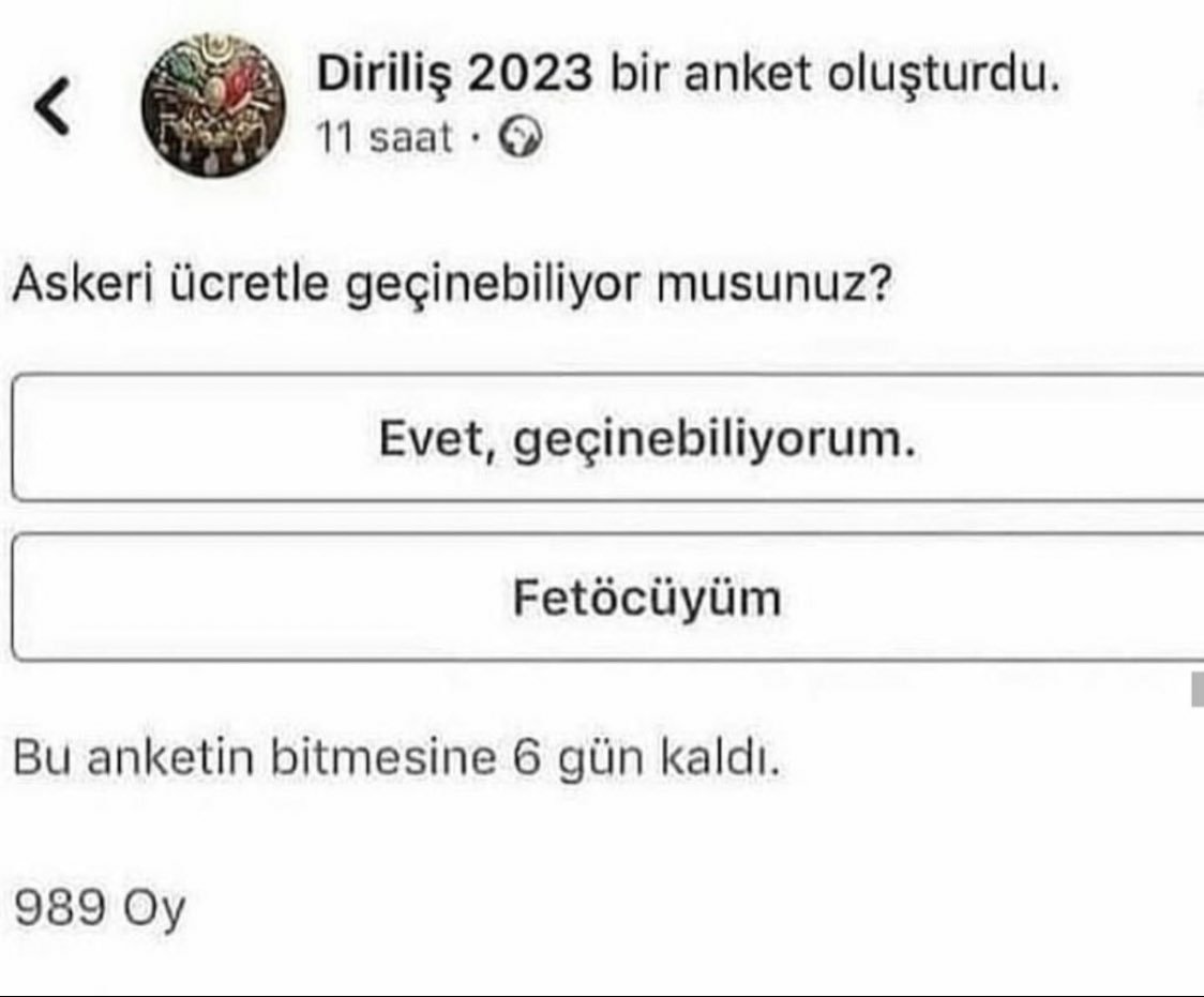 Diriliş 2023 bir anket...