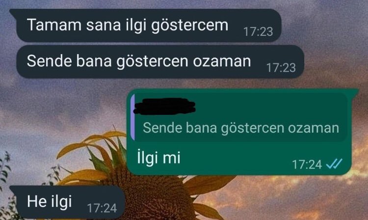 Tamam sana ilgi göstercem...