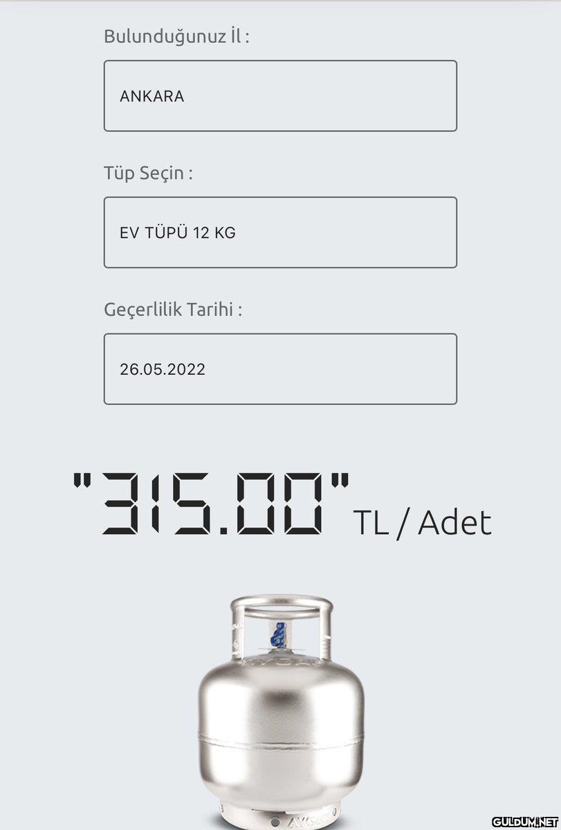 Mutfak tüpü fiyatının 1...