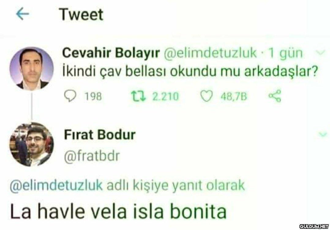 ← Tweet Cevahir Bolayır...