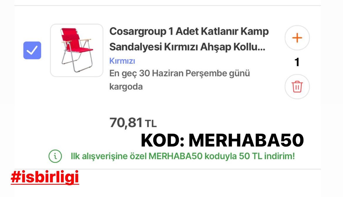 Kamp sandalyeleri sepette...